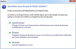 KeePass 2.x invite à synchroniser